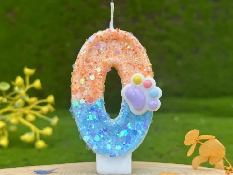 Hundepfoten, digitale Geburtstagskerzen, Farbverlauf, Pailletten, Kuchen, Party-Dekoration, Geburtstagsfeier, Hochzeitsgeschenke, Jungen und Mädchen – Detail 8
