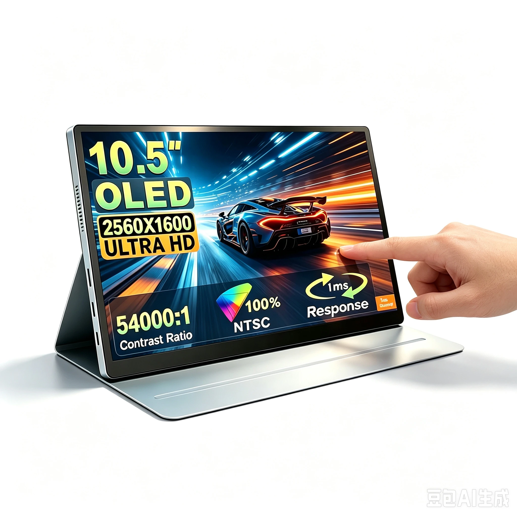 10.5インチOLEDタッチポータブルディスプレイ、レザーケース付き、デュアルType-C、HDMI、ノートパソコン、Mac、携帯電話、PS4/5、Switchに適しています。