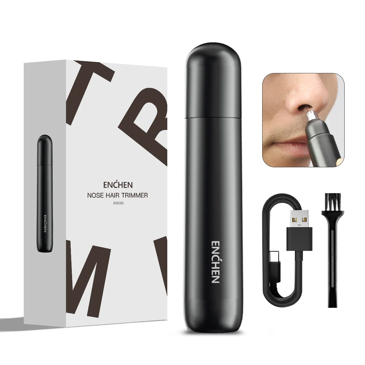 

Машинка для стрижки волос в ушах и носу ENCHEN с аккумулятором AAA для мужчин и женщин, портативная безболезненная модель EN005 N3
