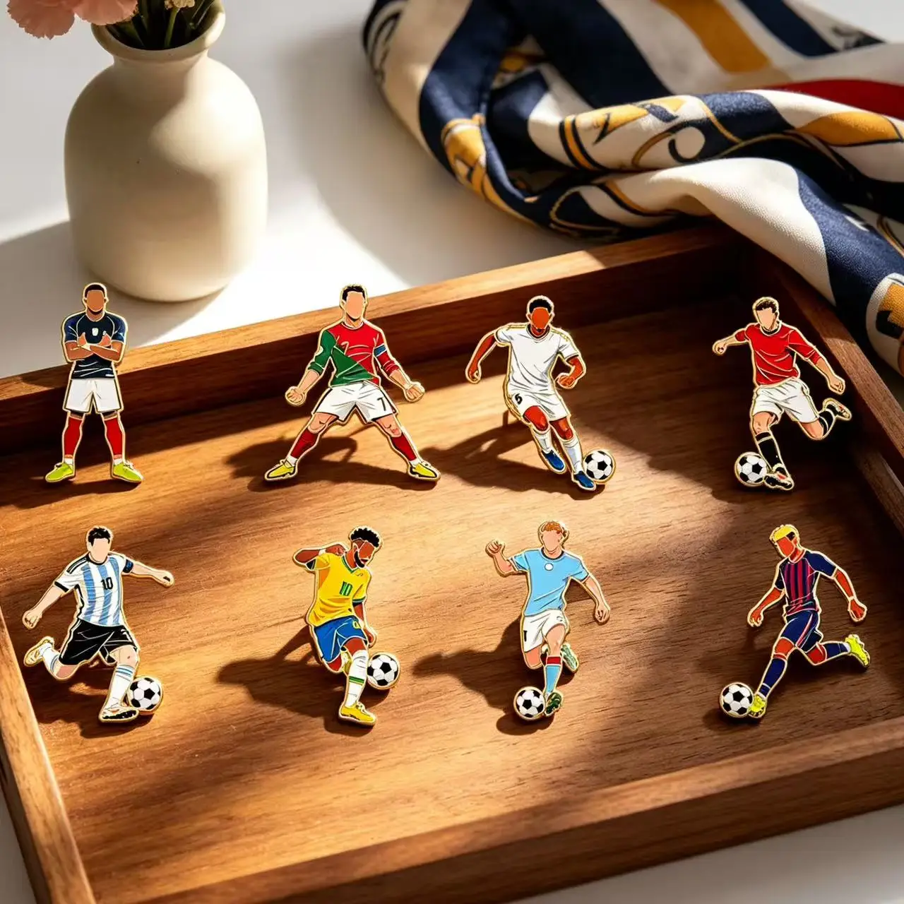 4/16pcs Football Enamel Pin Set Cool Star Professional Athletes Lapel Brooches Backpack Badge Party Jewelry Gift for Fans