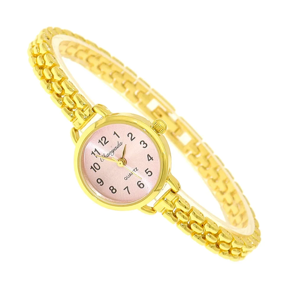 Vintage Gold Ladies Bracelet Watches Women's Small Dial Alloy Strap Quartz Casual Watch Suitable for Halloween Christmas Gift