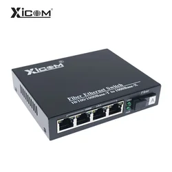 Gigabit Fiber Transceiver 1 Fiber Port 4 RJ45 Port 20KM Single Mode Single Optica Ethernet Switch Fiber Switch Gigabit Converter