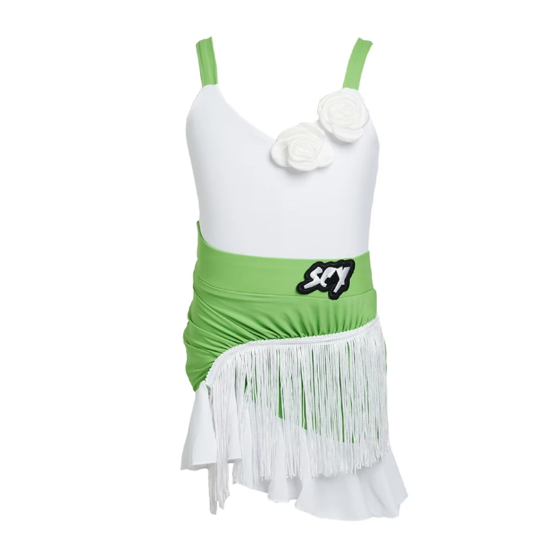 Abbigliamento da danza del ventre per ragazze per bambini Gonna da tango per bambini Abbigliamento da carnevale Abbigliamento da ballo Salsa latina Abiti da ballo con nappe di alta qualità