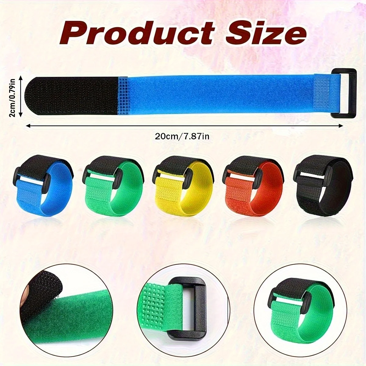 20Pcs Heavy Duty Hook & Loop Ties With - Reusable Fastener Straps For Organizing Cables, Home Office Storage, Easy To Install