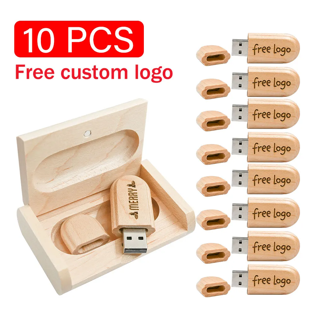 10pcs/lot USB 2.0 Wooden Usb 64gb USB Flash Drive Pendrive 4GB 8GB 16GB 32GB 64GB Memory Stick for Gift (Free Custom LOGO)