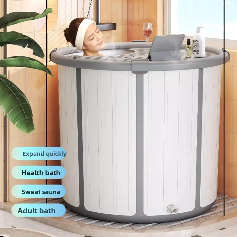 

Portable Folding Bathtub Spa Bath Tub Large Thick Plastic Adult Bath Basin for Home Use Easy Storage Full Body Soaking Bath Tub