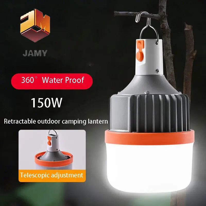 1PC Outdoor USB Rechargeable LED Lamp Bulbs 150W Emergency Light Hook Up Camping Fishing Portable Lantern Night Lights LT078