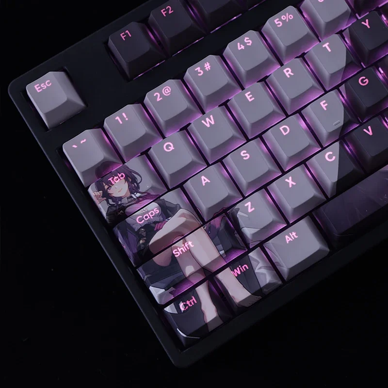 Kafka 108 Keycap Honkai Star Rail PBT DYE Sublimation Light Transmitting Cherry Switch Cross Key Cover for Mechanical Keyboard