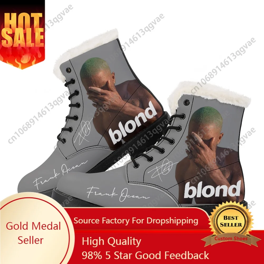 

Frank American Singer Ocean Blond Plush Boots Mens Womens Teenager Shoes Casual Boot Light High Quality Couple Customize Shoe