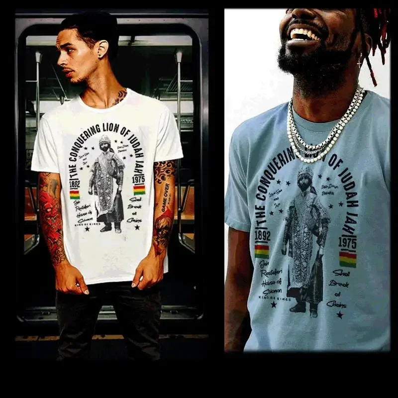 Reggae t shirt Haile Selassie Jah Rastafari Roots Jamaican Rastaman rastafarian