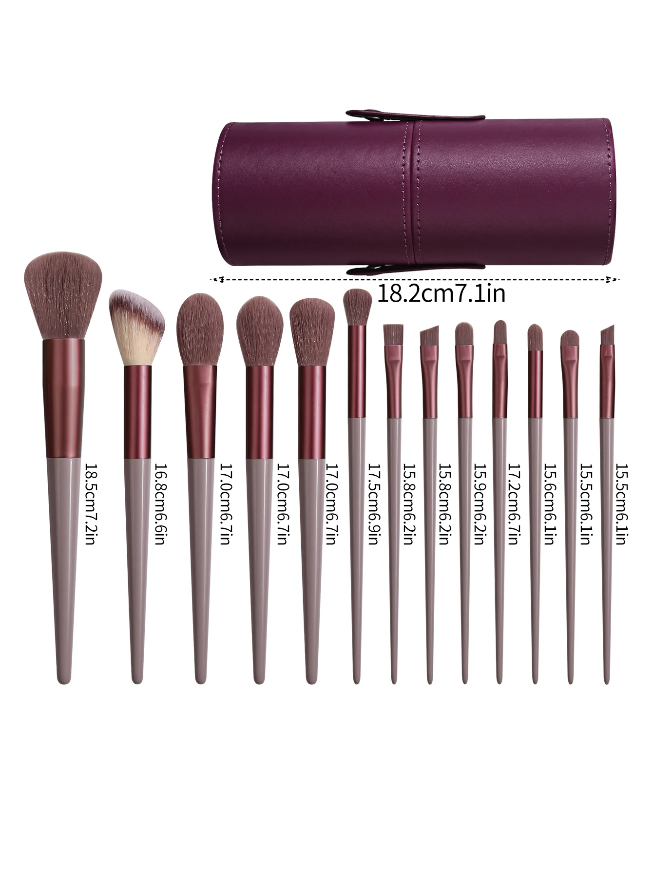 Travel portable 13pcs high-end makeup brush set, soft bristle foundation, blush, eyeshadow, contouring brush + storage bucket
