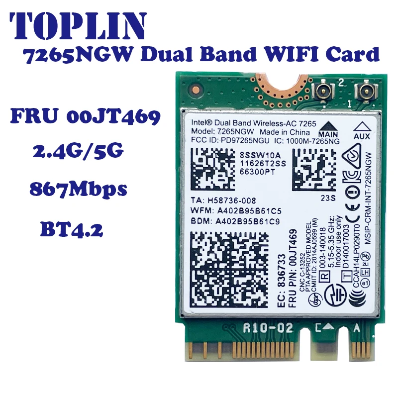 7265NGW Dual Band 2.4G/5G WIFI Card FRU 00JT469 For ThinkPad 11e 3rd Gen E450 E550 ThinkPad X1 Carbon 3rd Gen X250 Yoga 11e  14