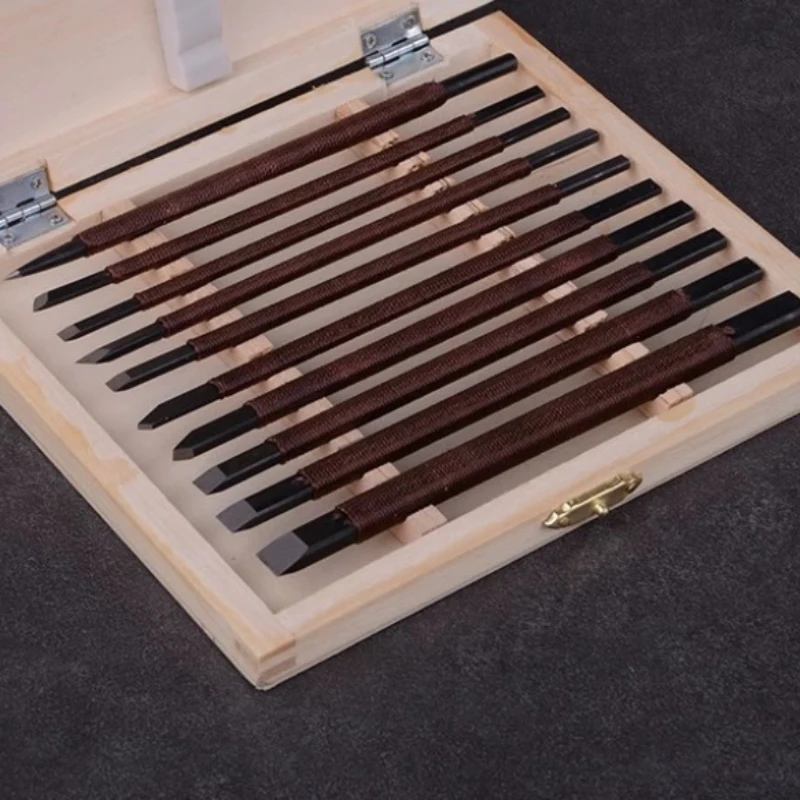 

10 шт., сухие ручные инструменты для резьбы по камню, набор долот, ножи, инструмент, инструменты для резьбы по камню, штамп