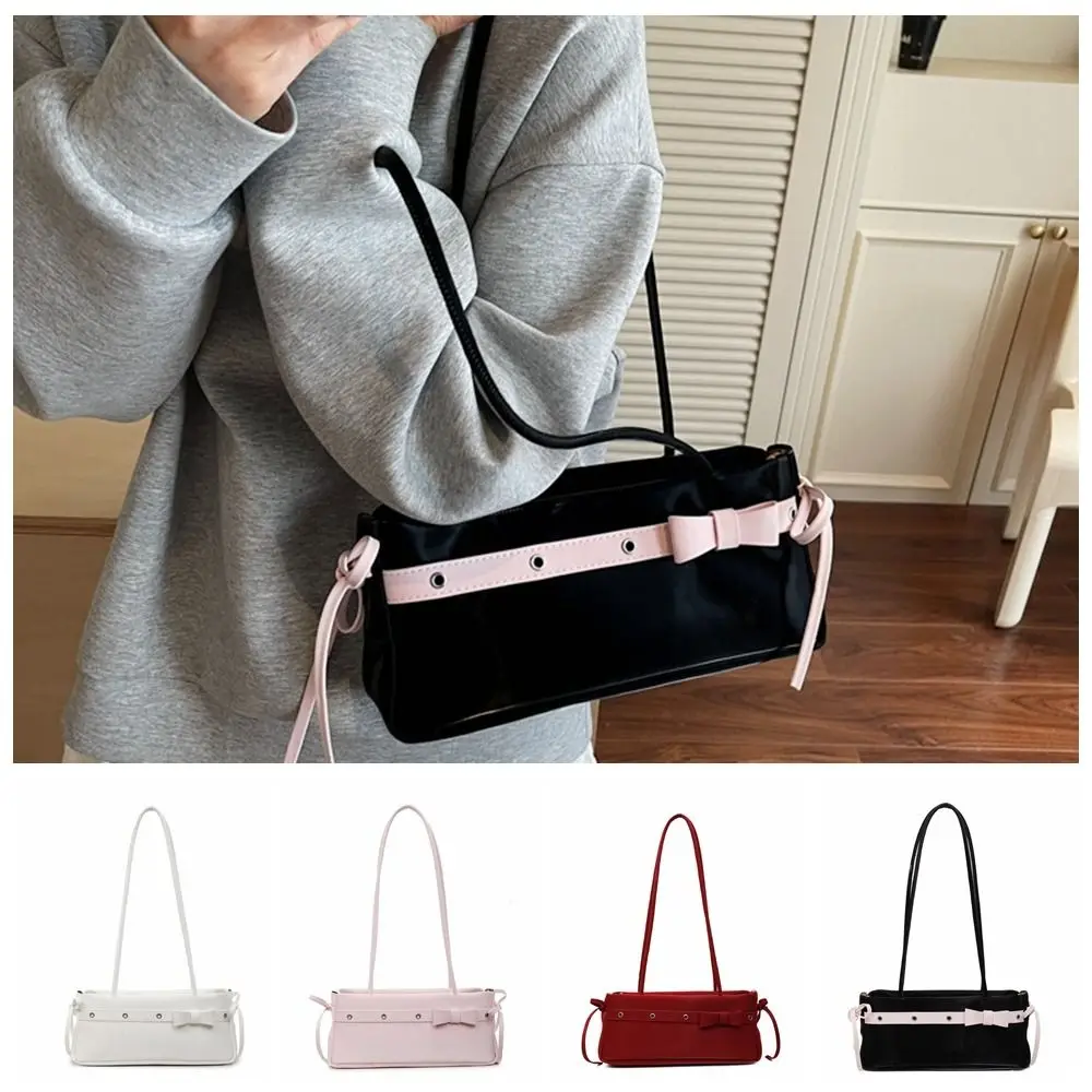

Fashion Sweet French Stick Handbag Bow Ribbon Large Capacity Bow Shoulder Bag Y2K French Underarm Bag Work