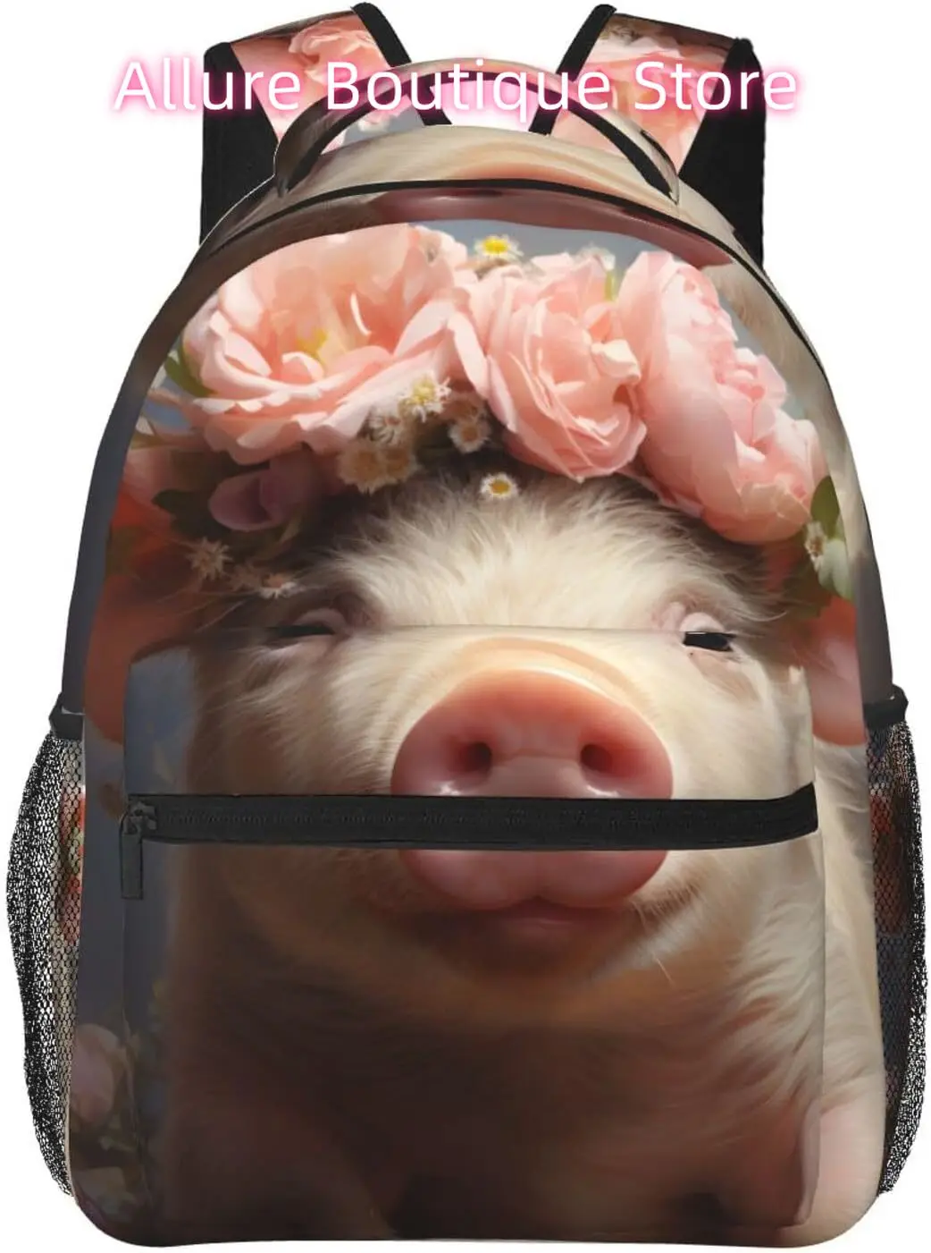 

Сумка для ноутбука «Снова в школу», легкий рюкзак для ноутбука с милым цветком свиньи, легкий многоцелевой дорожный повседневный рюкзак унисекс Coll