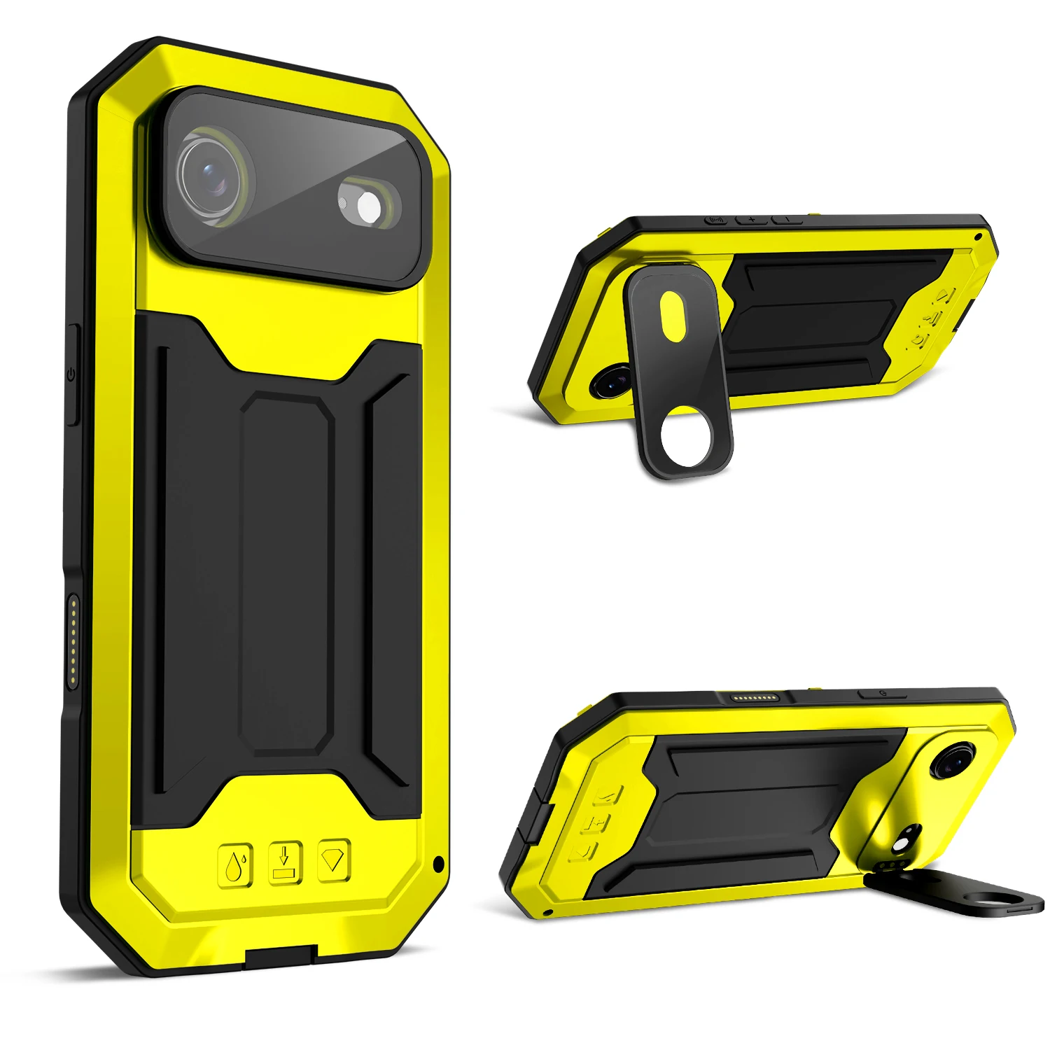 آيفون الهواء 17 16e 16 15 14 زائد 13 برو ماكس حافظة معدنية شديدة التحمل للصدمات الألومنيوم غطاء كاميرا زجاج واقي للشاشة