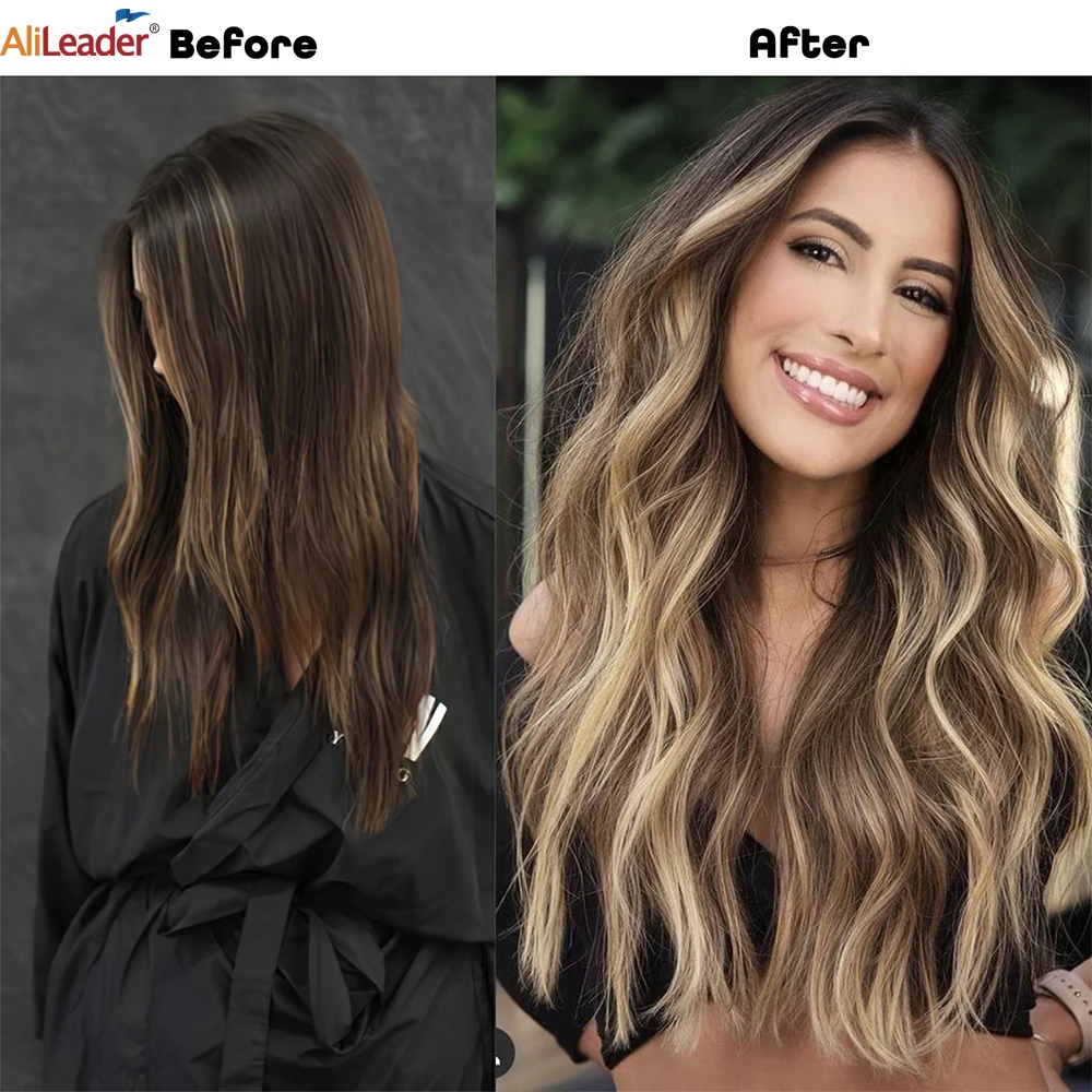 Alileader-Extensión de cabello sintético de fibra de alta temperatura, pelo largo de Color rubio Natural de 20 pulgadas, onda corporal hermosa,