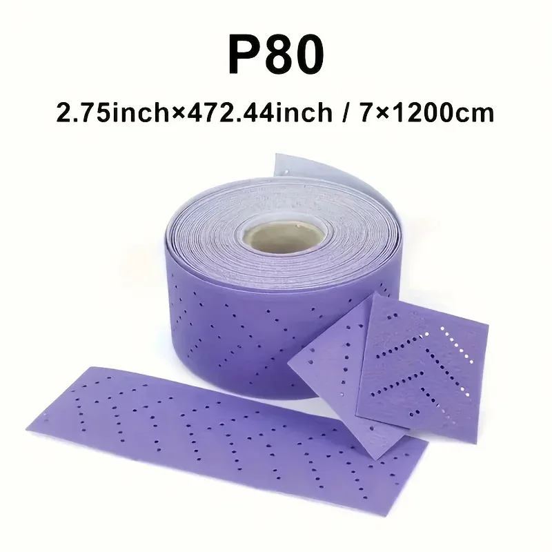 Rotolo di carta vetrata rettangolare strappata a mano rotolo di stoffa smeriglio levigatura a mano piallatura a mano levigatura a secco tre in uno viola 70mm/12M