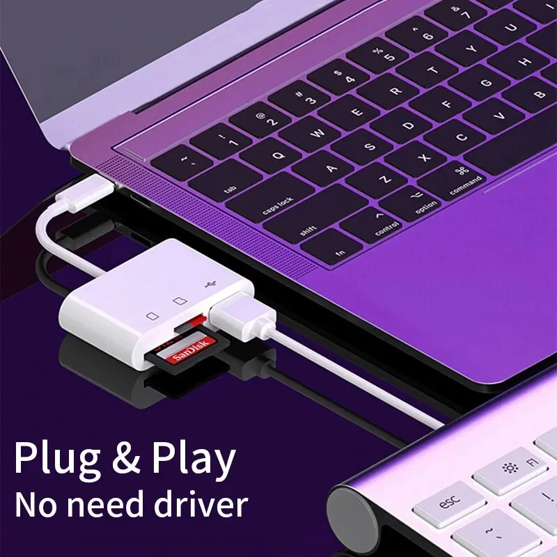 

TypeC Adapter 3 in 1 OTG Card Reader TF SD Multifunctional Memory Card Reading Converter for IPad Macbook Samsung Xiaomi Huawei