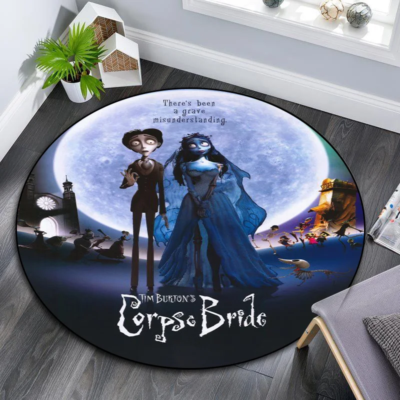 love animated film corpse bride  Rug Computer chair Area Round Rug Bedroom Anti-Slip home Decorative Pet  Mat carpet