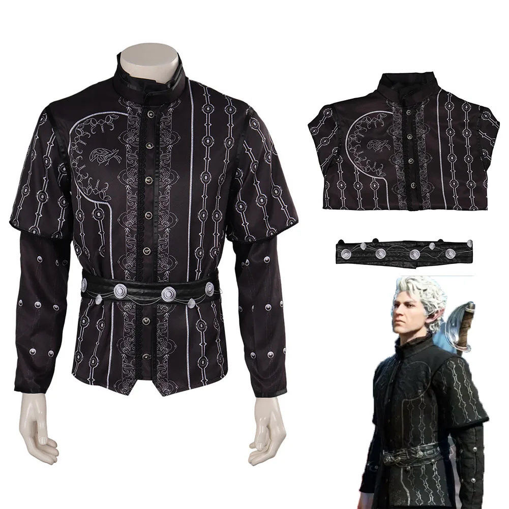 Spiel Baldur Cos Gate Astarion Cosplay Top Gürtel Verkleidung Kostüm Halloween Karneval Fantasie für erwachsene Männer Jungen Rollenspiel Anzug