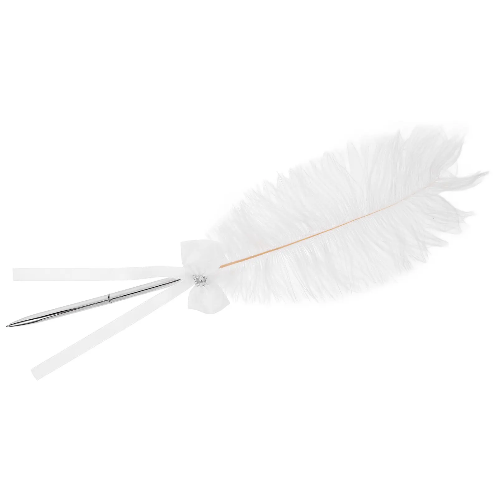 

Plume Signature Pen Wedding Guest Book Pen Elegant Metal Artificial Plume Design Smooth Writing Ergonomic Banquet Party