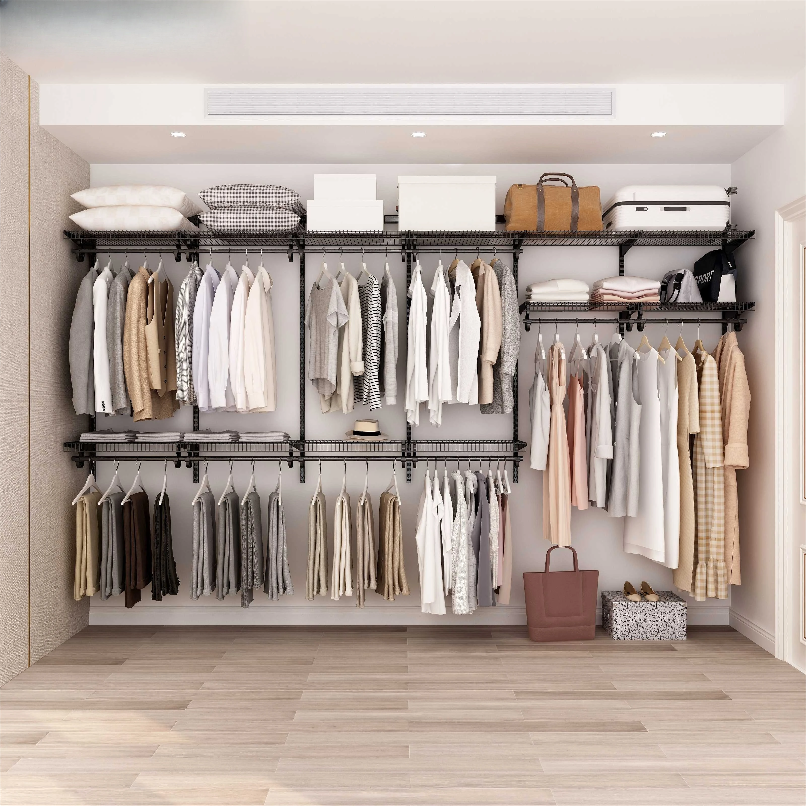 Open-Style Steel Extendable Walk-in Wardrobe Organizer For Clothing Storage Modern Home Furniture Bedroom Apartment Dining