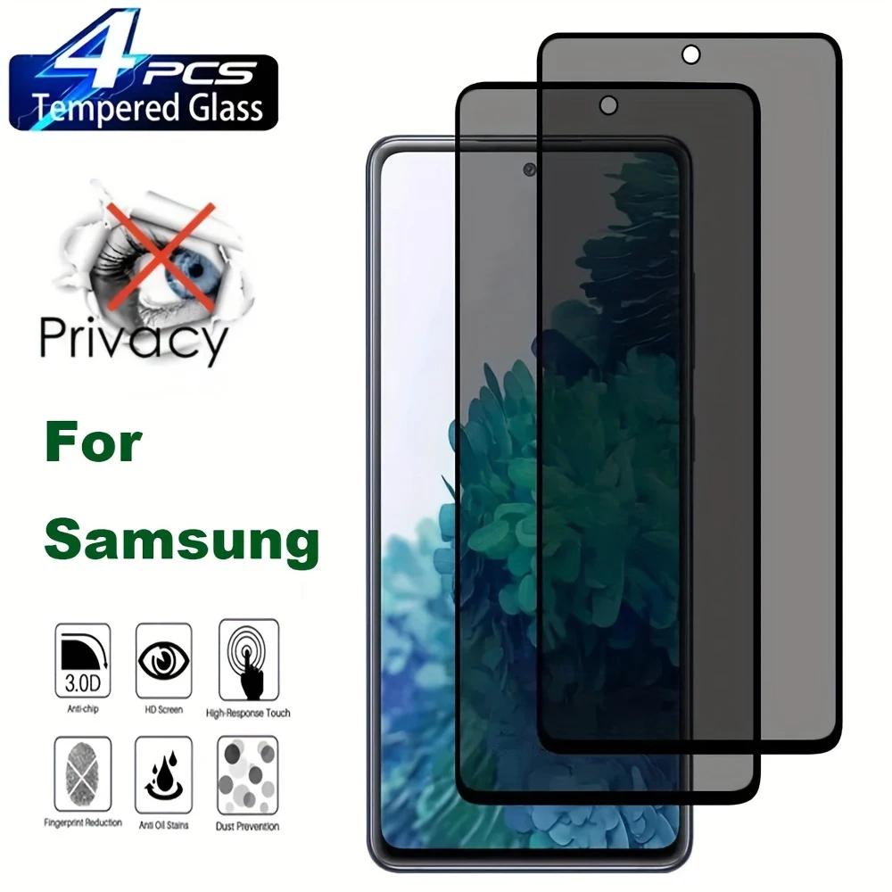 4Pcs anti spy black glass for Samsung Galaxy A54 A53 A73 A34 A35 A14 s20fe s21fe A05 a05s 5G screen protector privacy glass