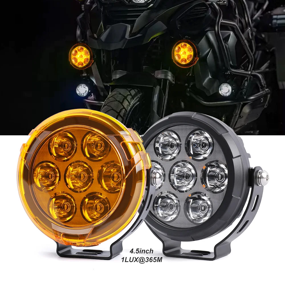 

Brightest White Amber Backlight 4.5Inch Auxiliary Motorcycle Spotlight Wiring Harness Switch Fog Lights Offroad For Motorcycle