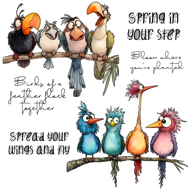 

Cute Funny Birds Cutting Dies Clear Stamp DIY Scrapbooking Metal Dies Silicone Stamp For Card Albums Crafts Decor