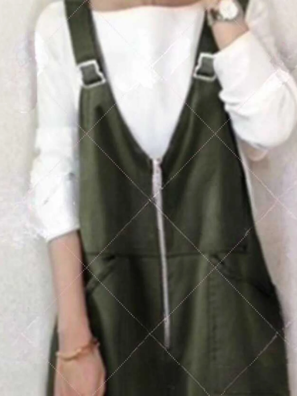 Lose Military ein Overalls Damen V-Ausschnitt Brust Reißverschluss Weites Bein Overall Pendeln Sle Frühling Sommer Grenzüberschreitende japanische...