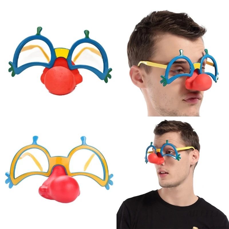 634C Lustige Verkleidungsbrille Neuheit Clownbrille mit weicher Nase für Halloween-Party