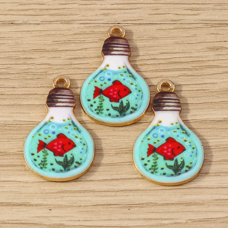 Tusember 10 Stück Emaille Kreative Astronaut Wal Glühbirne Fisch Katze Charms für Tropfen Ohrringe Halskette DIY Schmuck Handgefertigte Accessoires – Detail 7