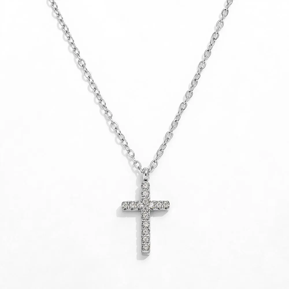 JOOLIM مجوهرات الراقية Pvd بالجملة مقاوم للماء تنوعا موضة الصليب زركونيا تمهيد قلادة قلادة من الفولاذ المقاوم للصدأ للنساء #2