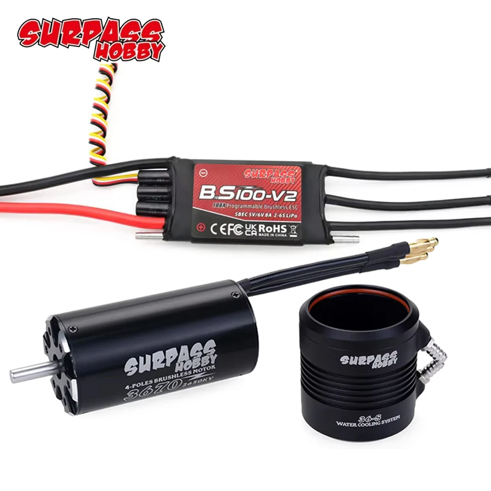 Surpass Hobby-Chaqueta de refrigeración por agua para barco teledirigido, Motor sin escobillas, BS 40A 50A 60A 80A 100A V2 2-6S ESC 2948 2958 2968 3660 3670