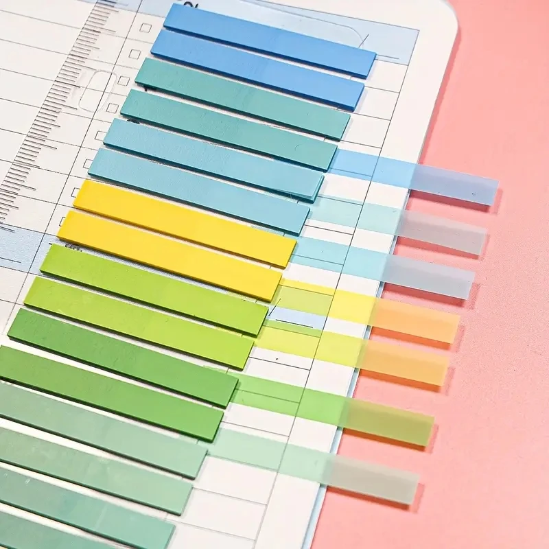 6 Packungen / 12 Packungen Morandi Index-Tabs mit integriertem Lineal, mehrfarbige selbstklebende Seitenmarkierer für Büro- und Schulbedarf. – Detail 4