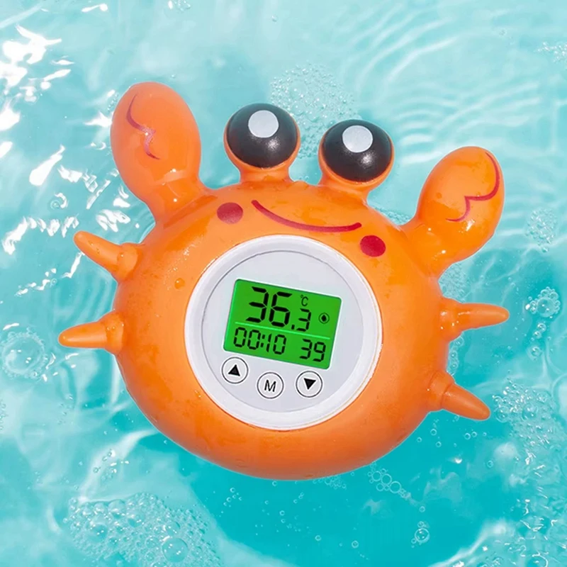 Kids Bath Thermometer With Room Temperature Tri-Color Backlit Display Fahrenheit And Celsius Safety Floating Bath Toy