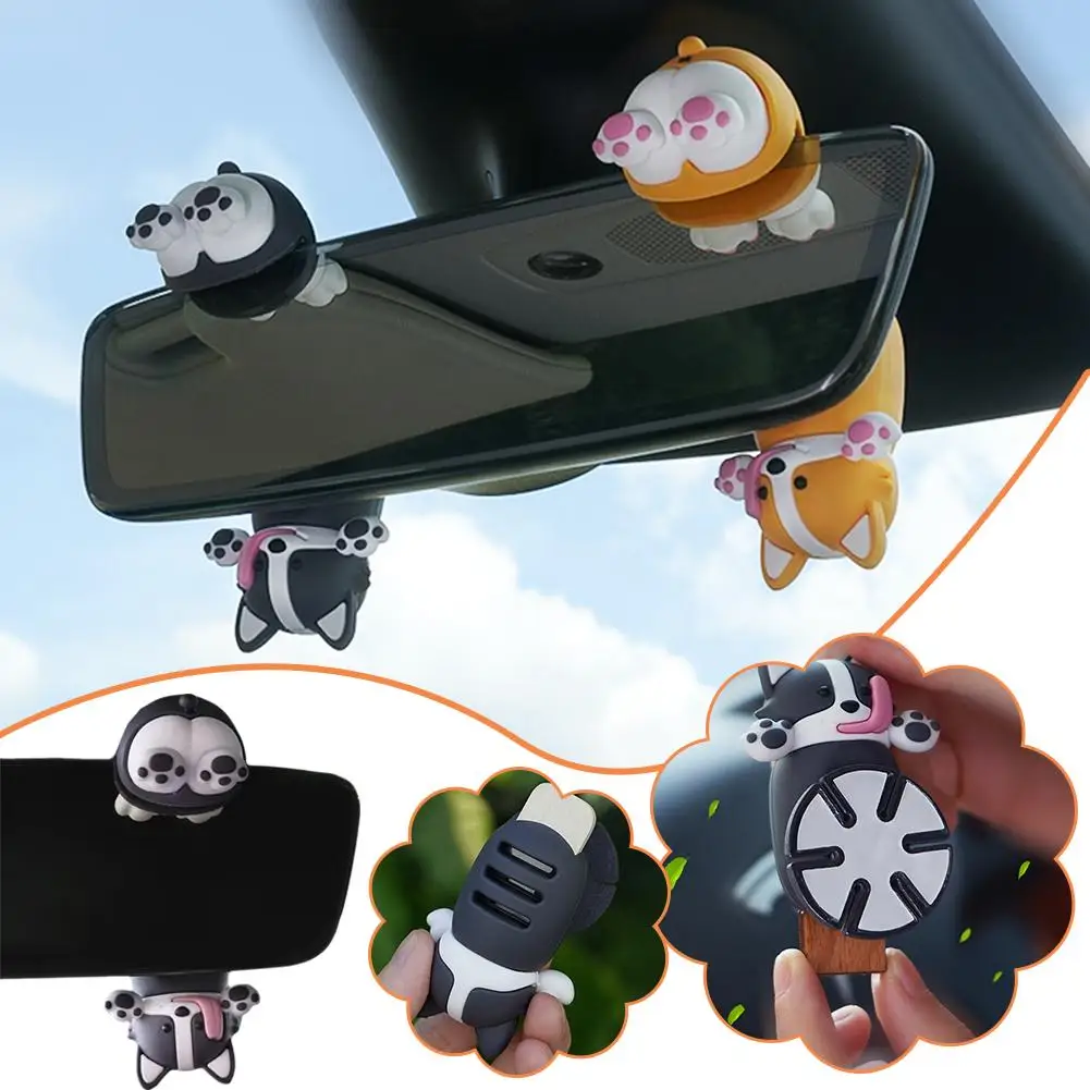 Swinging Dog Car Aromatherapy Interior Rearview Mirror Deodorization Freshener Car Air Interior Accessories Dog Cartoon H3M0