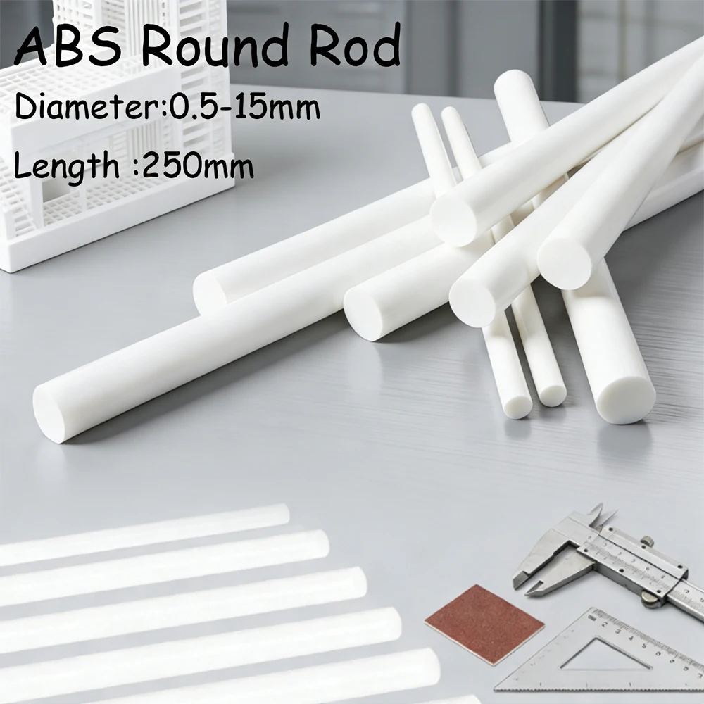 

1-50Pcs ABS Round Rods , 0.5-15mm Dia x 250mm, Plastic Bars for Precision Prototyping & Model Making ﻿
