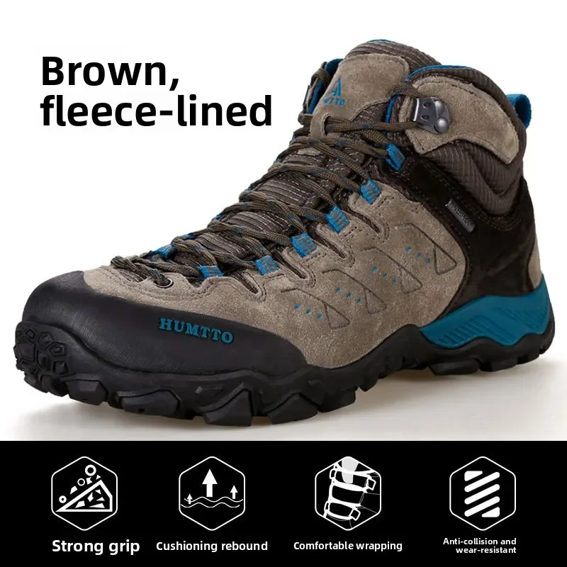 Men's and Women's Winter Sports Shoes, Leather Hiking Shoes, Waterproof, Anti Slip Wear-resistant Warm Tactical Boots Work Shoes