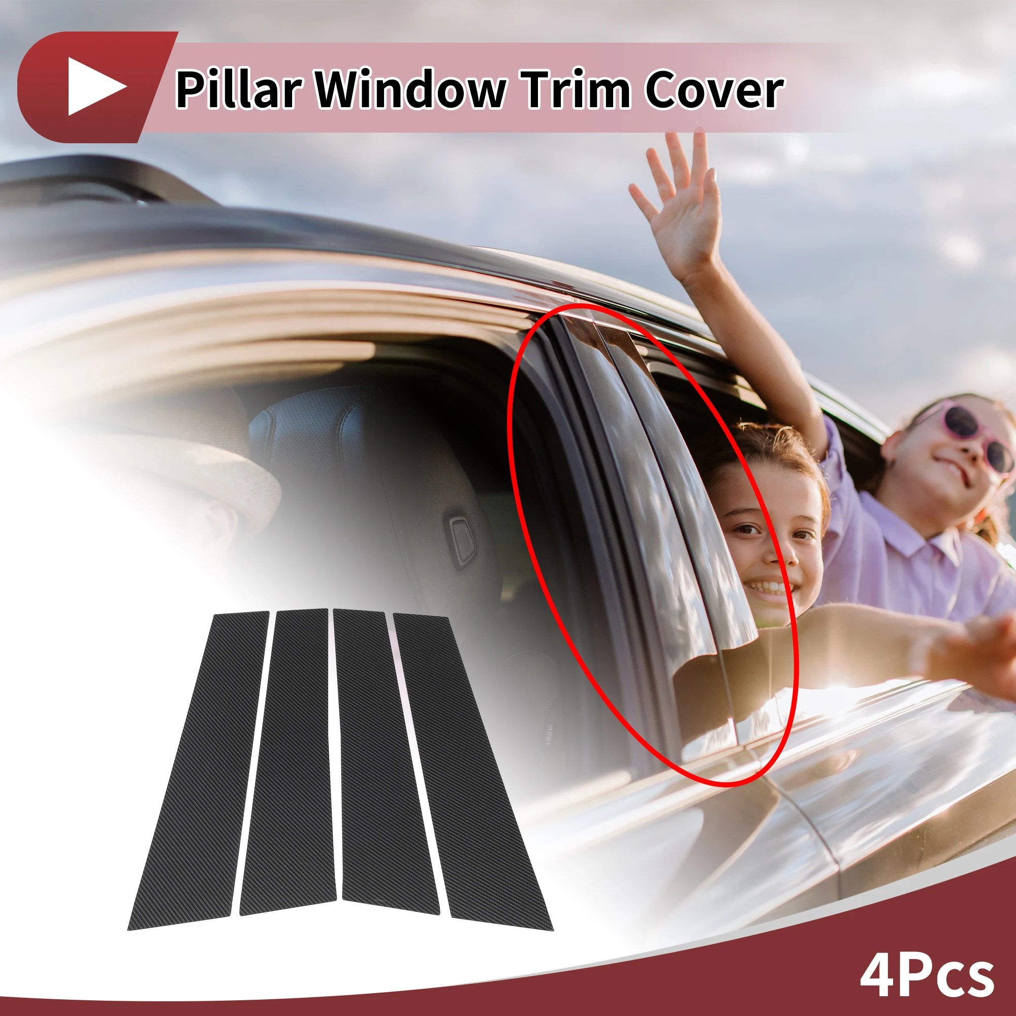 

X Autohaux Накладка на дверную стойку, окно, передняя левая и правая для Genesis G70 19-24, наклейка на стойку с защитой от царапин, черный карбон, 4 шт.