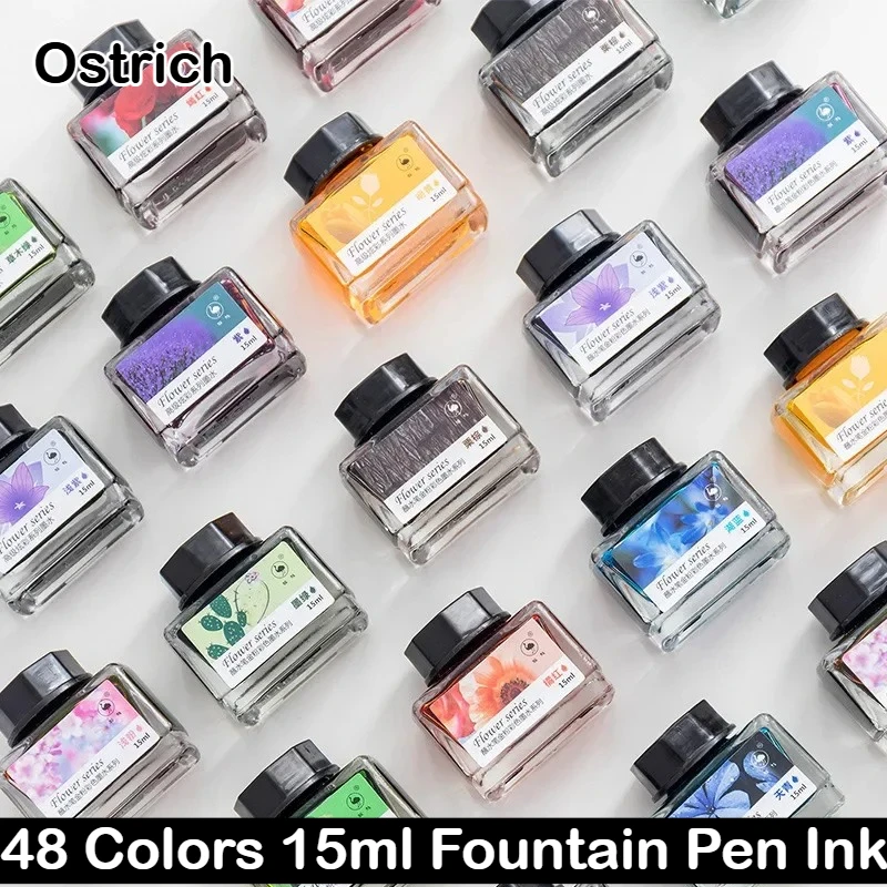 

Страус, разноцветные, 48/12/1 цветов, 15 мл, чернила для перьевой ручки, стеклянные бутылки, чернила для письма, каллиграфии, канцелярские принадлежности, офисные школьные принадлежности