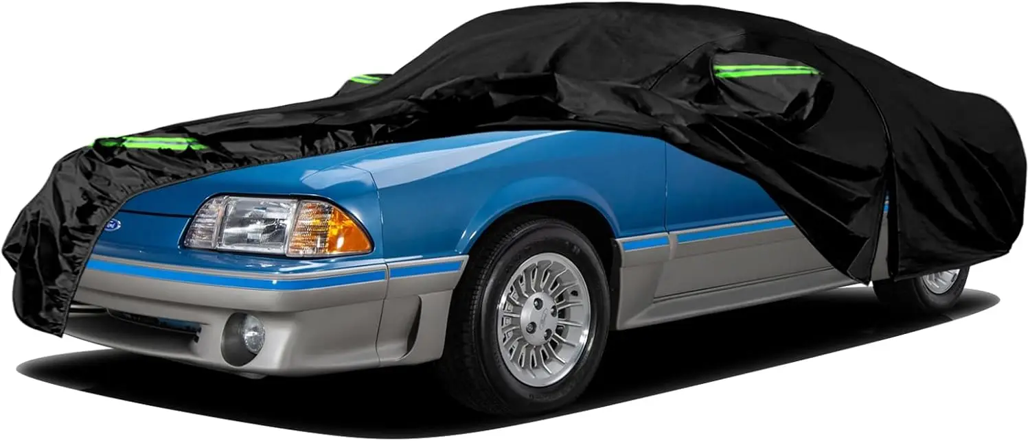 

Waterproof All-Weather Car Cover for 1979-1993 Ford Mustang, 6-Layer with Zipper Door & Windproof Bands
