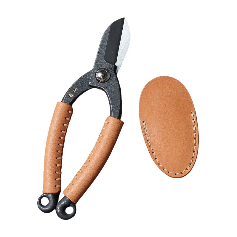 Handmade Compound Steel Flower Arrangement Scissors with Leather Sheath – 165mm Ikebana & Bonsai Pruning Shears
