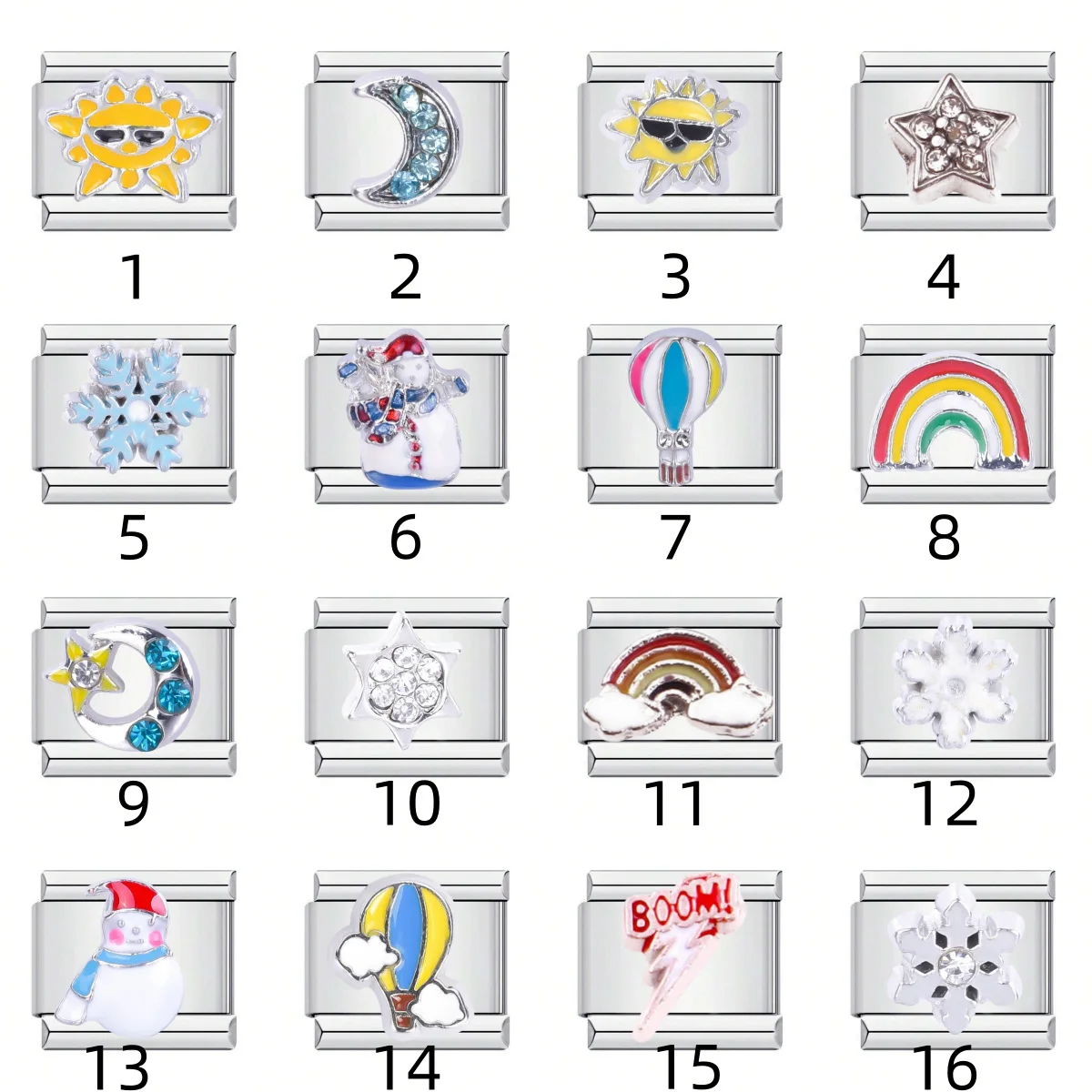 New 2024 Fashion Star Rainbow  Weather Landscape Charm Italian Links Fit 9mm Bracelet Stainless Steel Making DIY Jewelry