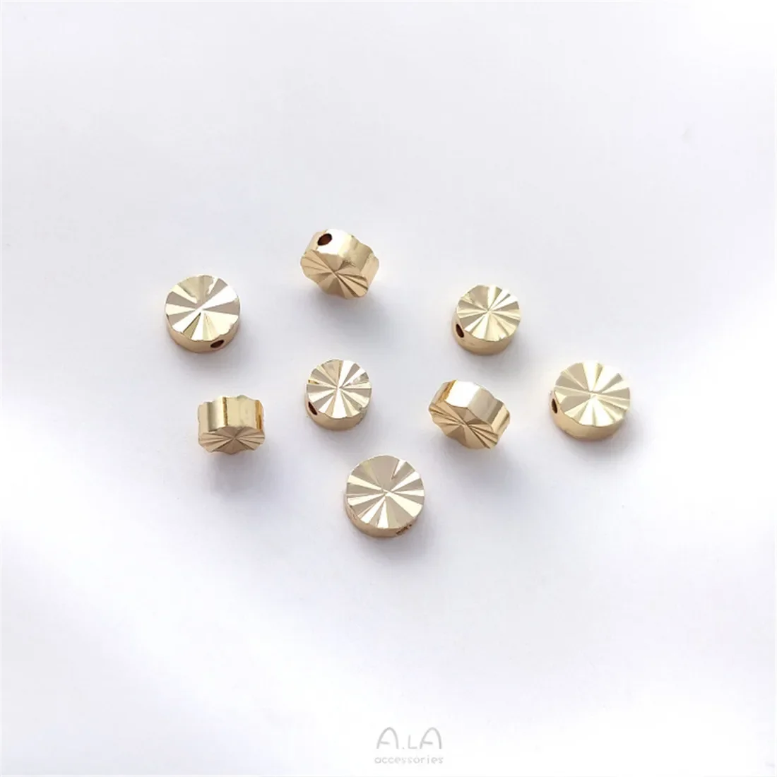 14K Gold-Plated Double-sided Flower Flat Partition Beads Sunflower Round Cake DIY Bracelet Ear Jewelry Accessory Materials C166