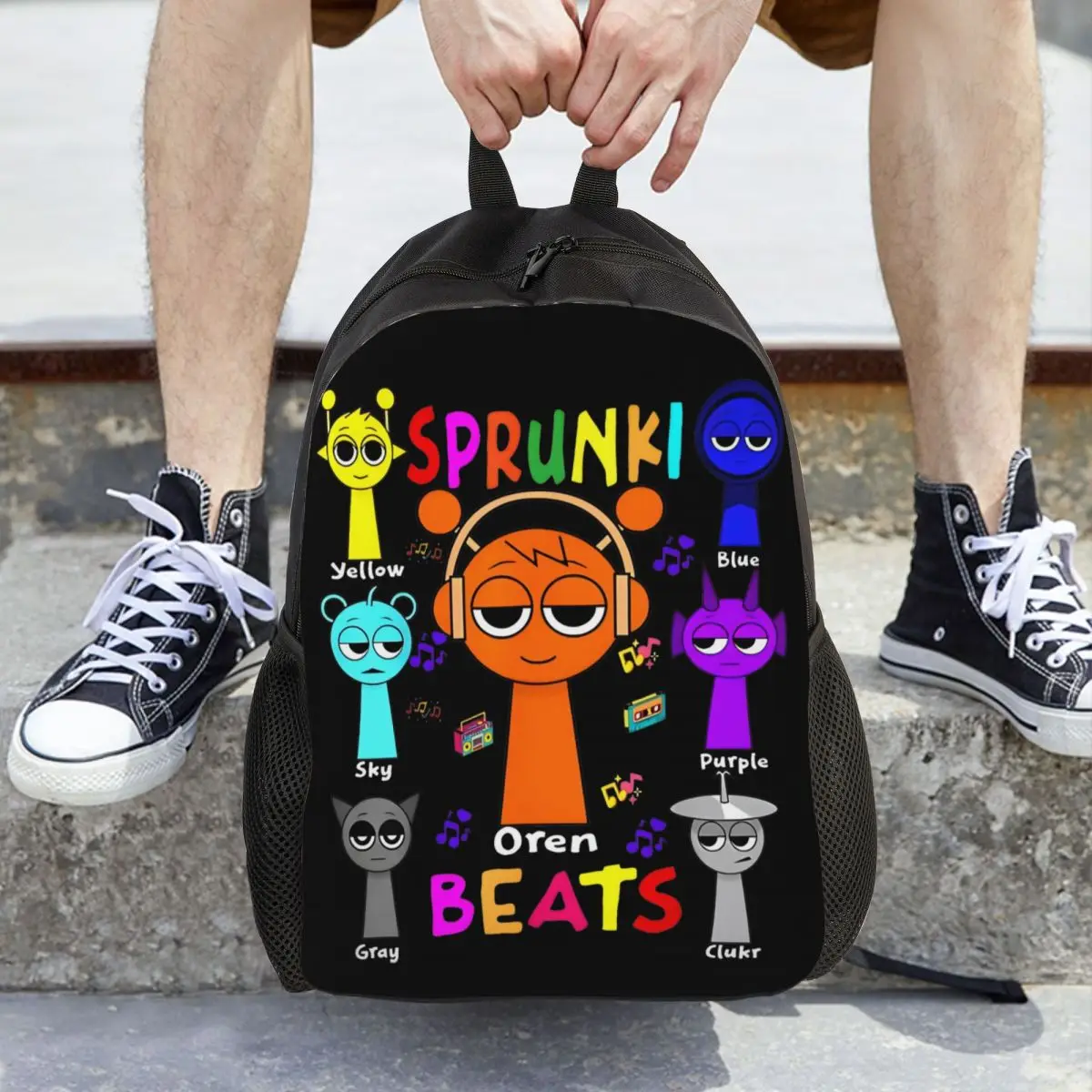 

Рюкзак для игры Sprunki Incredibox для мужчин и женщин, студенческий подростковый рабочий рюкзак, сумка через плечо для ноутбука и компьютера с карманом