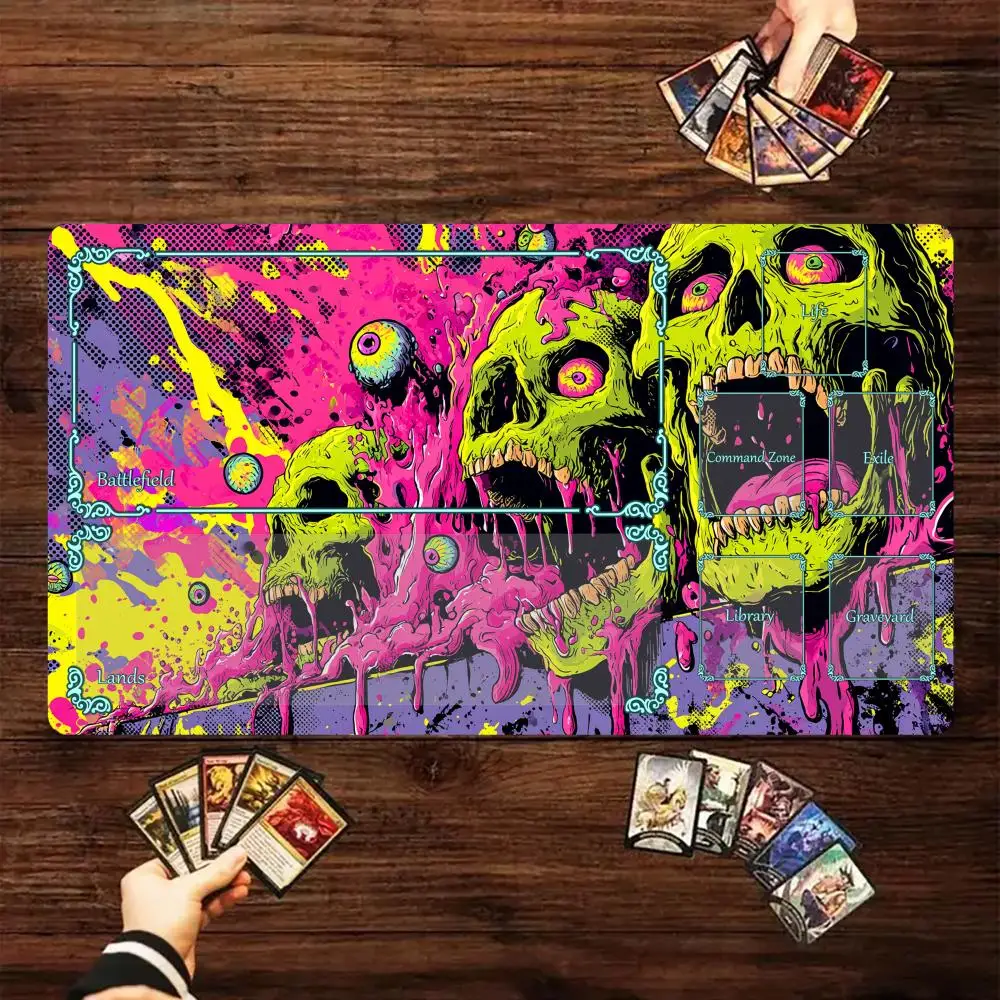 

Neon-style horror skull Magic Card Battle Mat MTG Playmat Anti-slip Base 35X60CM gathering gaming mats Board Game Mat for TCG