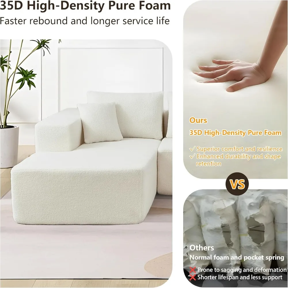 أريكة حديثة مقطعية على شكل حرف L مع صالة تشيس، أريكة زاوية مريحة من قماش امبسوول، منجدة للاسترخاء