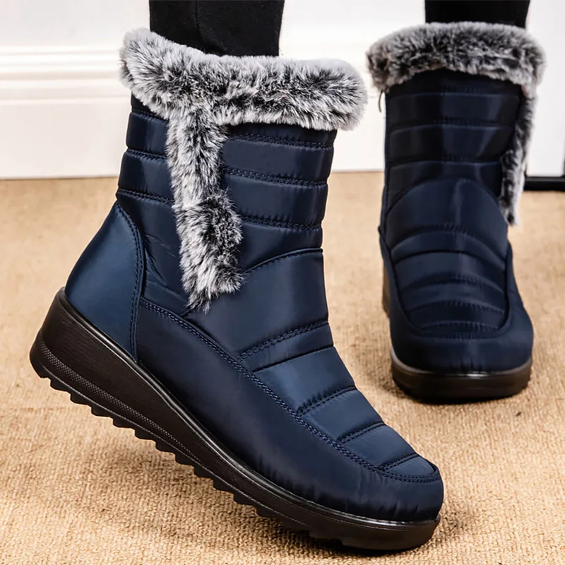 Women's Boots Super Warm Winter Boots Women Snow Boots Fur Winter Shoes Women Waterproof Wedge Ankle Botas Mujer Winter Footwear